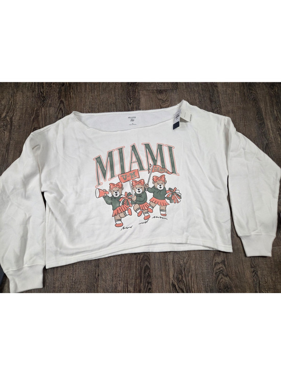 Hollister Tops - Hollister x Blue 84 Off Shoulder NWT University of Miami Sweatshirt Off-White M